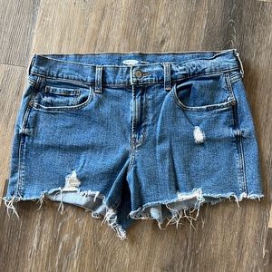 Old Navy Jean Shorts Women’s Size 12 Boyfriend Cut Out Distressed Pockets Denim